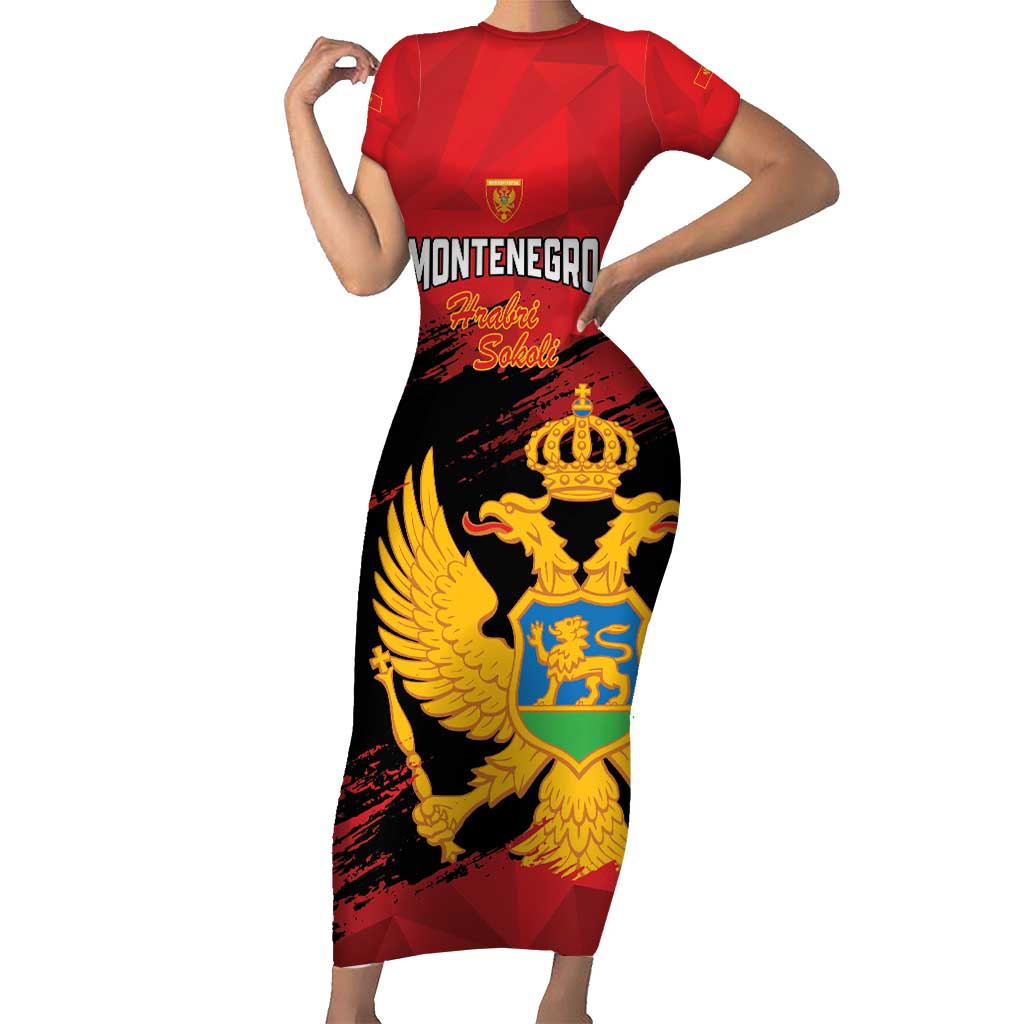 Custom Montenegro Football Short Sleeve Bodycon Dress Hrabri Sokoli Grunge Style