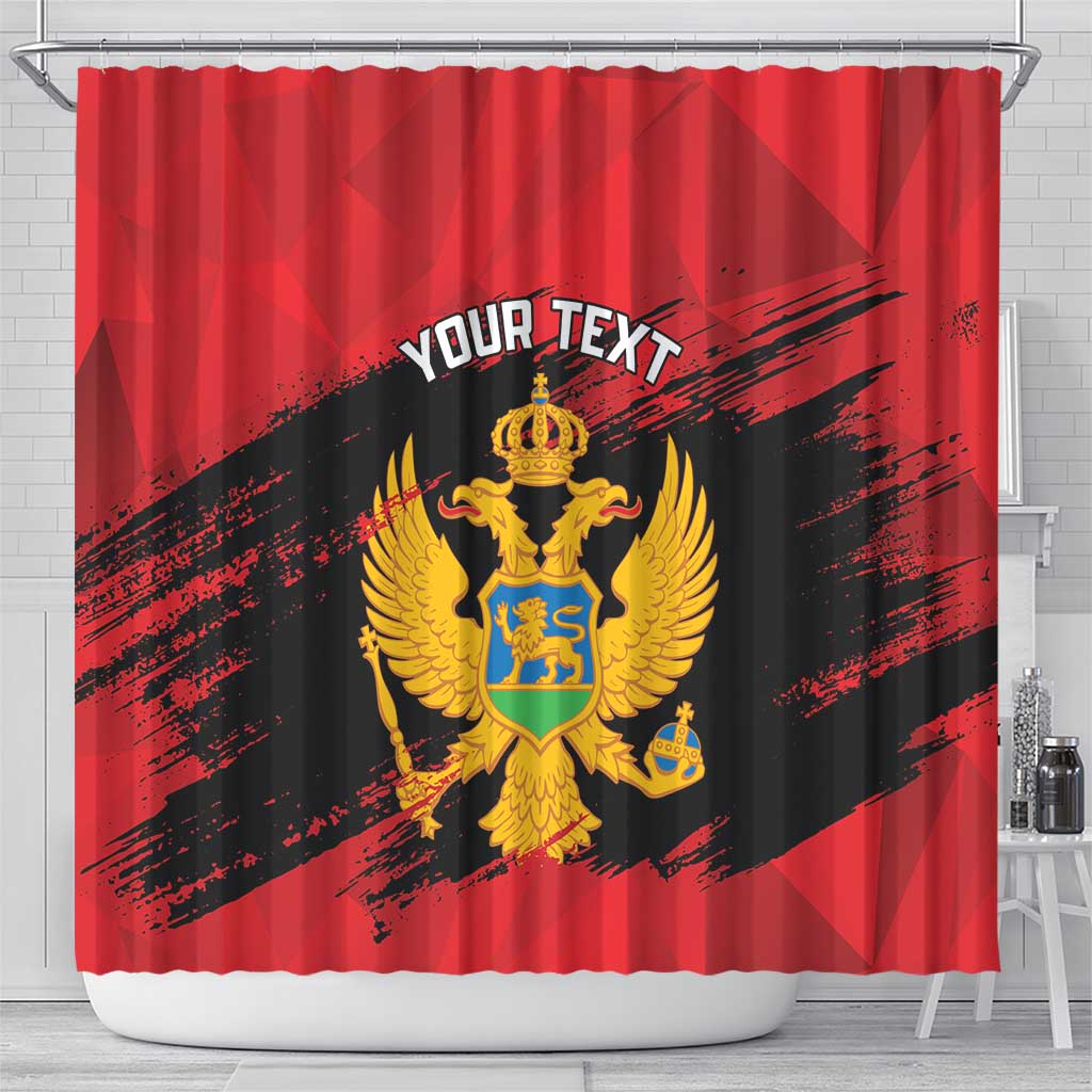 Custom Montenegro Football Shower Curtain Hrabri Sokoli Grunge Style