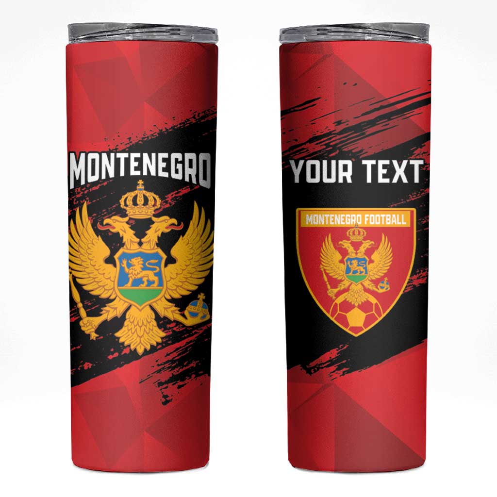 Custom Montenegro Football Skinny Tumbler Hrabri Sokoli Grunge Style