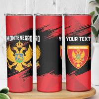 Custom Montenegro Football Skinny Tumbler Hrabri Sokoli Grunge Style