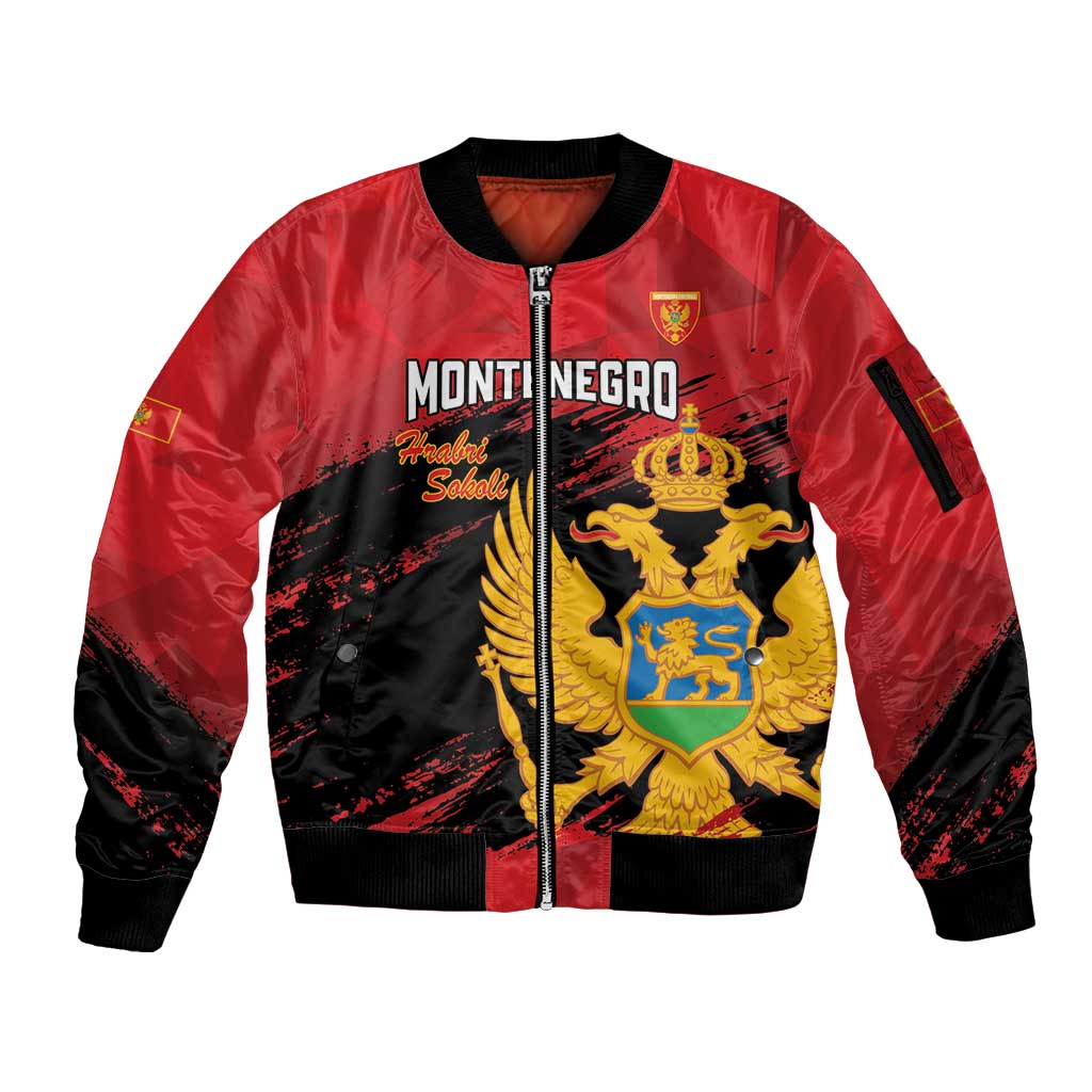 Custom Montenegro Football Sleeve Zip Bomber Jacket Hrabri Sokoli Grunge Style