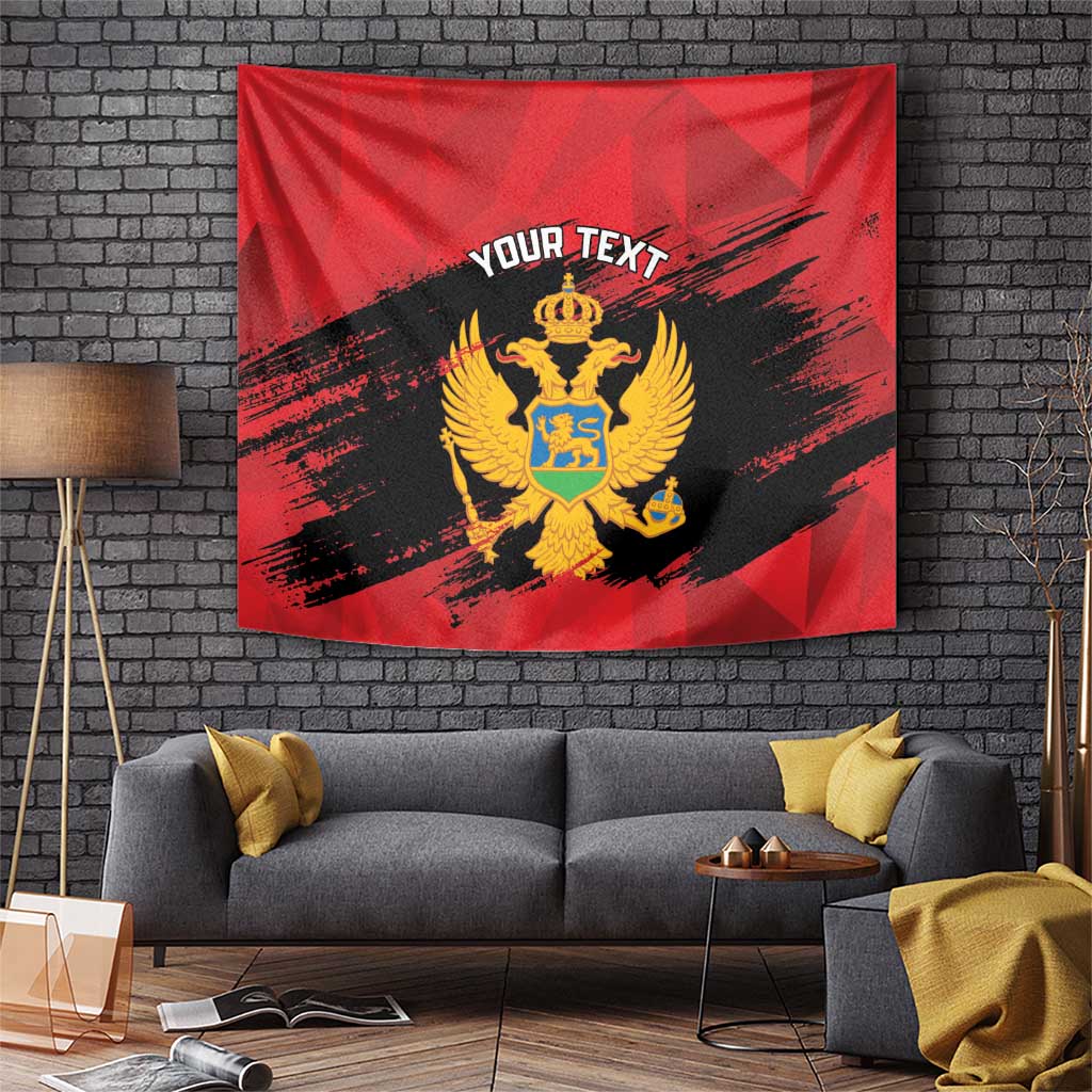 Custom Montenegro Football Tapestry Hrabri Sokoli Grunge Style