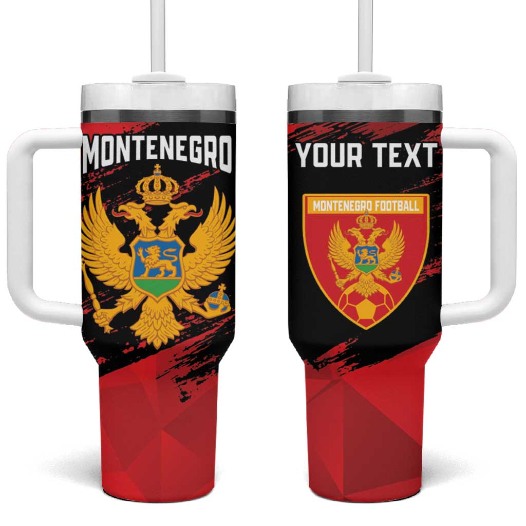 Custom Montenegro Football Tumbler With Handle Hrabri Sokoli Grunge Style