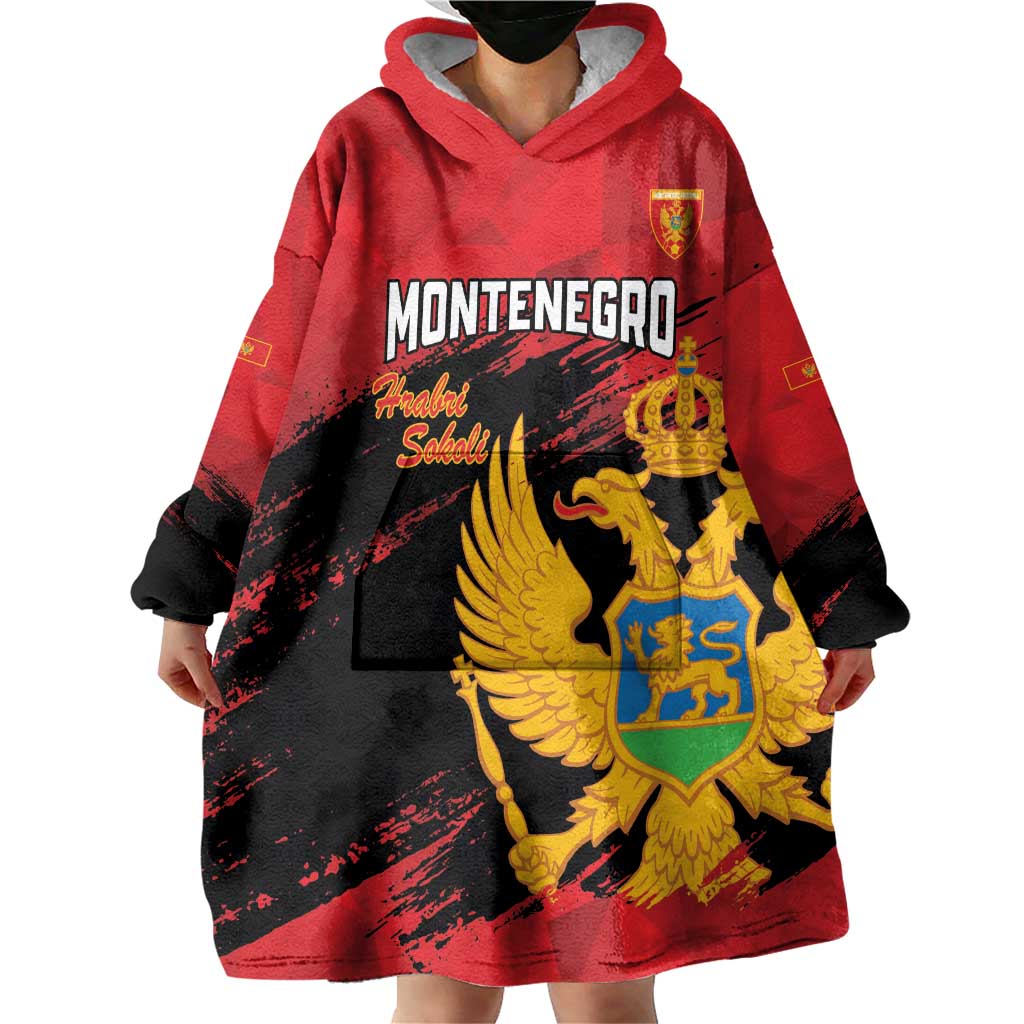 Custom Montenegro Football Wearable Blanket Hoodie Hrabri Sokoli Grunge Style