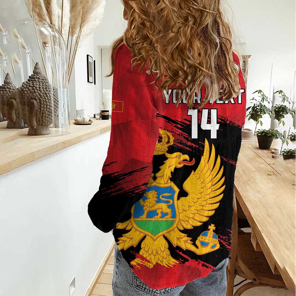 Custom Montenegro Football Women Casual Shirt Hrabri Sokoli Grunge Style