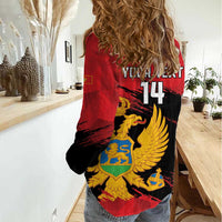 Custom Montenegro Football Women Casual Shirt Hrabri Sokoli Grunge Style