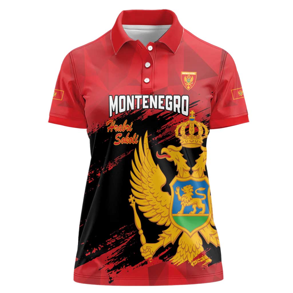 Custom Montenegro Football Women Polo Shirt Hrabri Sokoli Grunge Style
