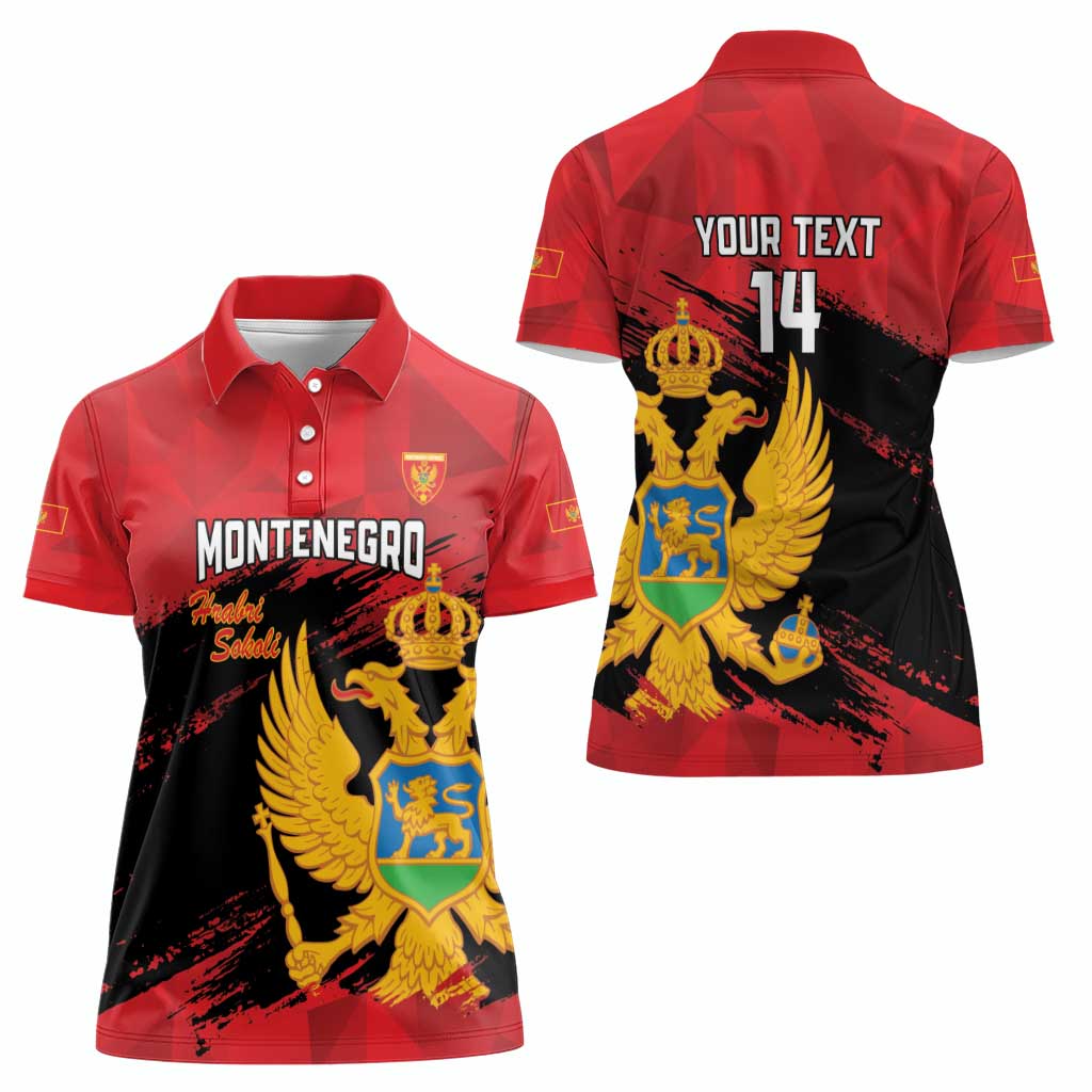 Custom Montenegro Football Women Polo Shirt Hrabri Sokoli Grunge Style
