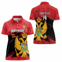 Custom Montenegro Football Women Polo Shirt Hrabri Sokoli Grunge Style