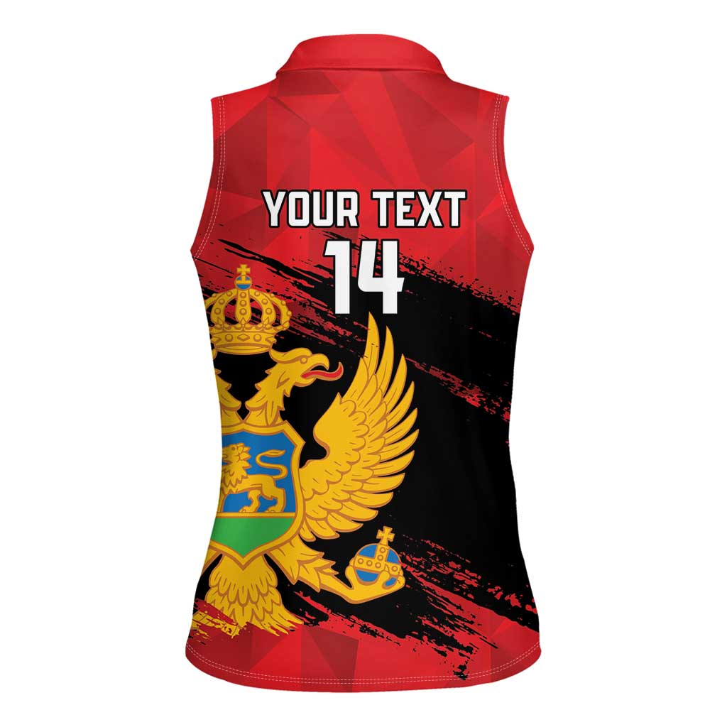 Custom Montenegro Football Women Sleeveless Polo Shirt Hrabri Sokoli Grunge Style