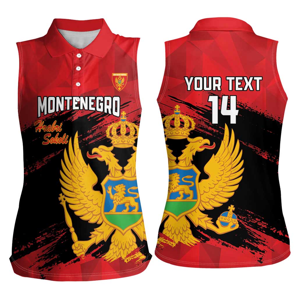 Custom Montenegro Football Women Sleeveless Polo Shirt Hrabri Sokoli Grunge Style