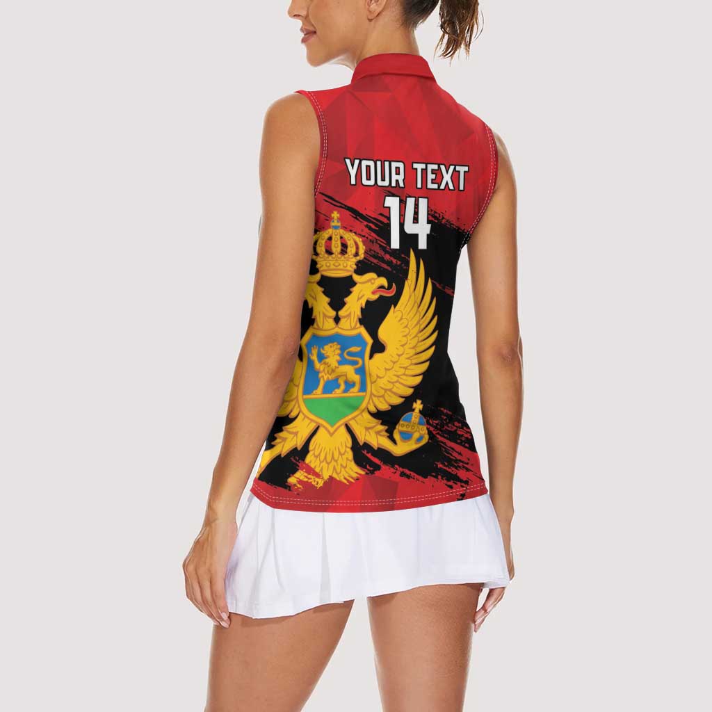 Custom Montenegro Football Women Sleeveless Polo Shirt Hrabri Sokoli Grunge Style