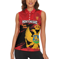 Custom Montenegro Football Women Sleeveless Polo Shirt Hrabri Sokoli Grunge Style