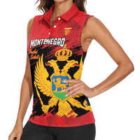 Custom Montenegro Football Women Sleeveless Polo Shirt Hrabri Sokoli Grunge Style