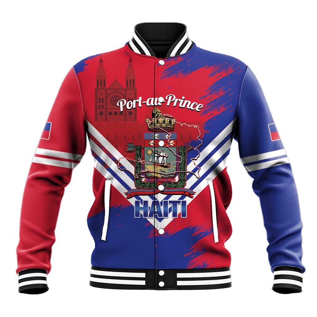 Port-au-Prince Haiti Baseball Jacket Potoprens Coat of arms Grunge Vibes