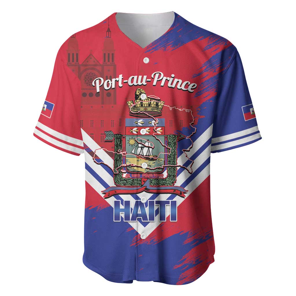 Port-au-Prince Haiti Baseball Jersey Potoprens Coat of arms Grunge Vibes