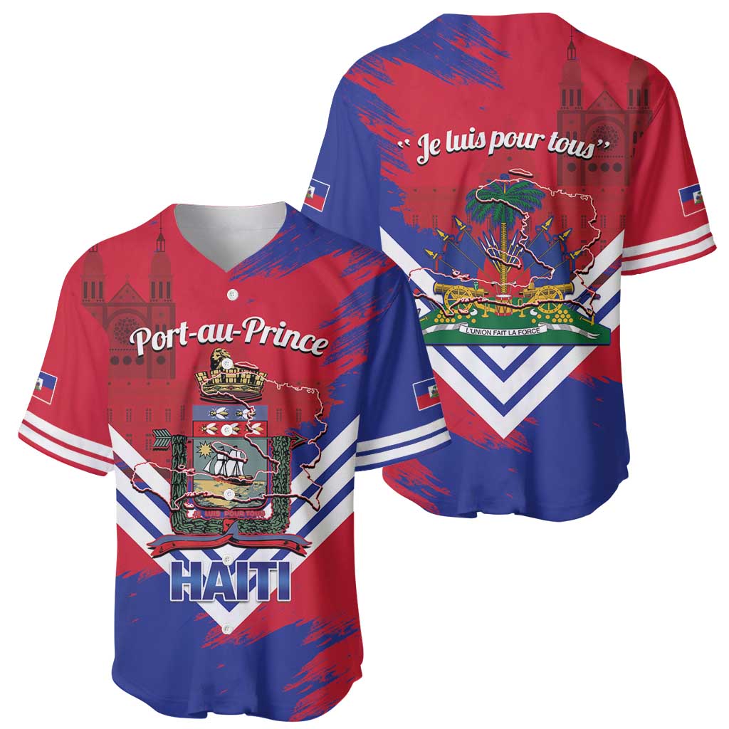 Port-au-Prince Haiti Baseball Jersey Potoprens Coat of arms Grunge Vibes