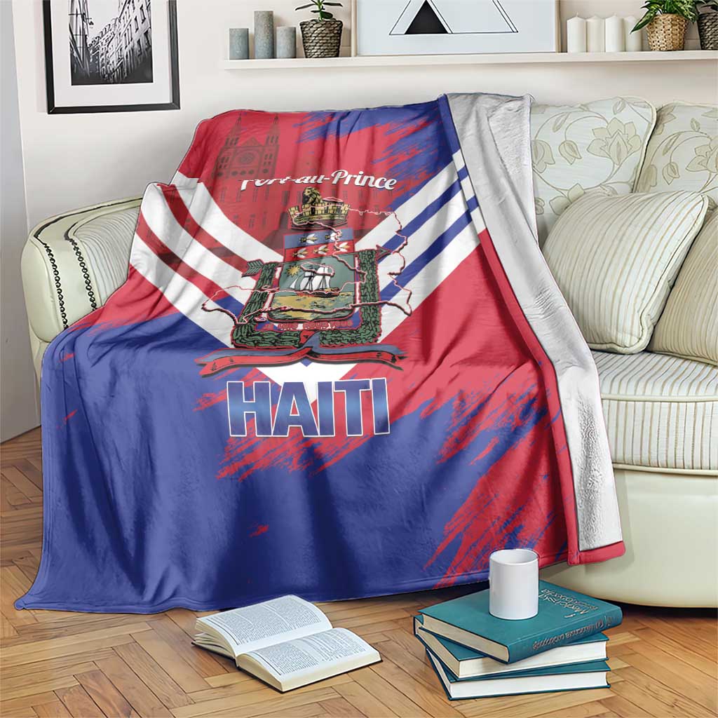 Port-au-Prince Haiti Blanket Potoprens Coat of arms Grunge Vibes