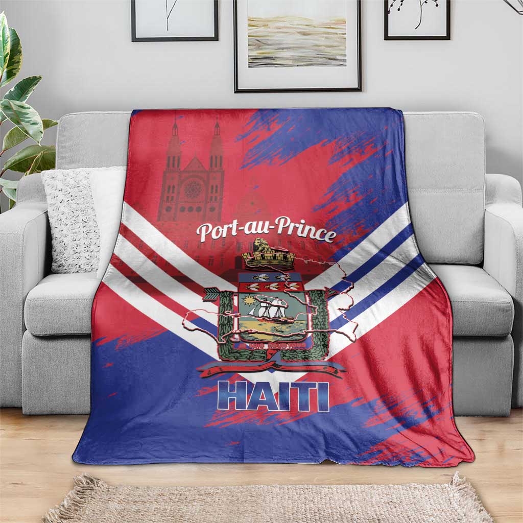 Port-au-Prince Haiti Blanket Potoprens Coat of arms Grunge Vibes