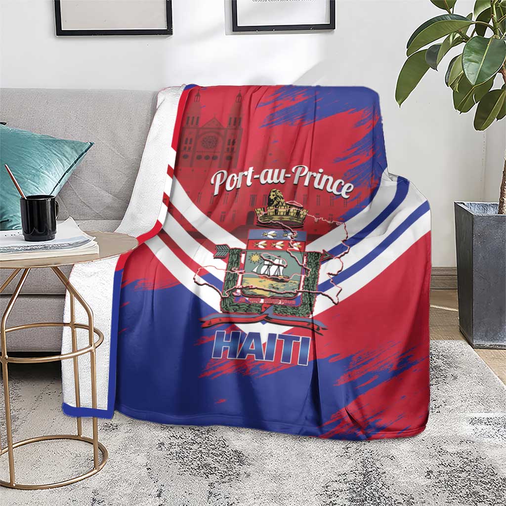 Port-au-Prince Haiti Blanket Potoprens Coat of arms Grunge Vibes