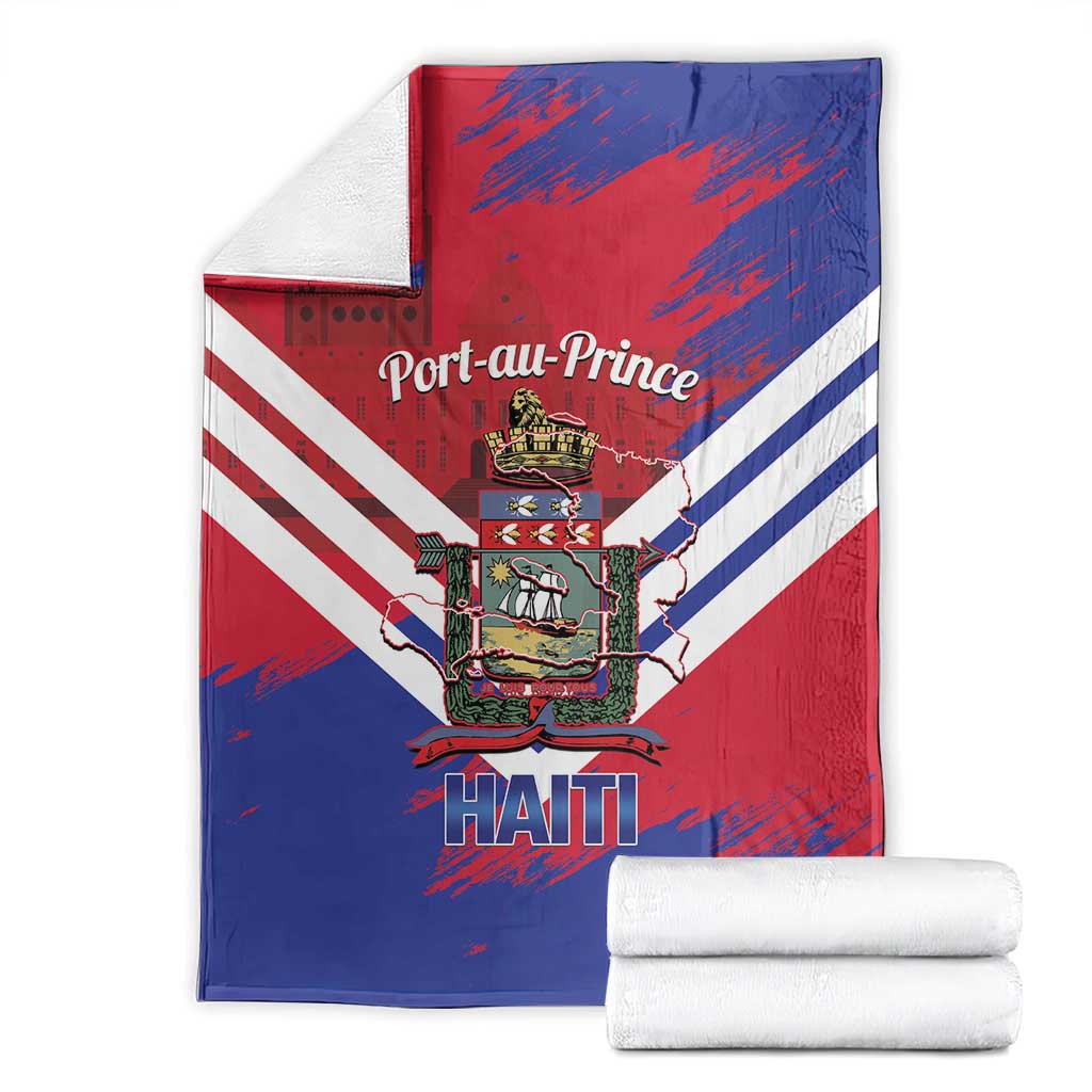 Port-au-Prince Haiti Blanket Potoprens Coat of arms Grunge Vibes