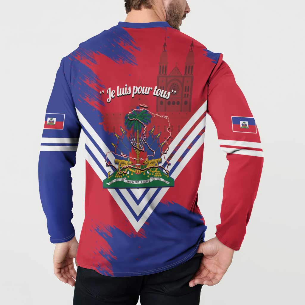 Port-au-Prince Haiti Button Sweatshirt Potoprens Coat of arms Grunge Vibes