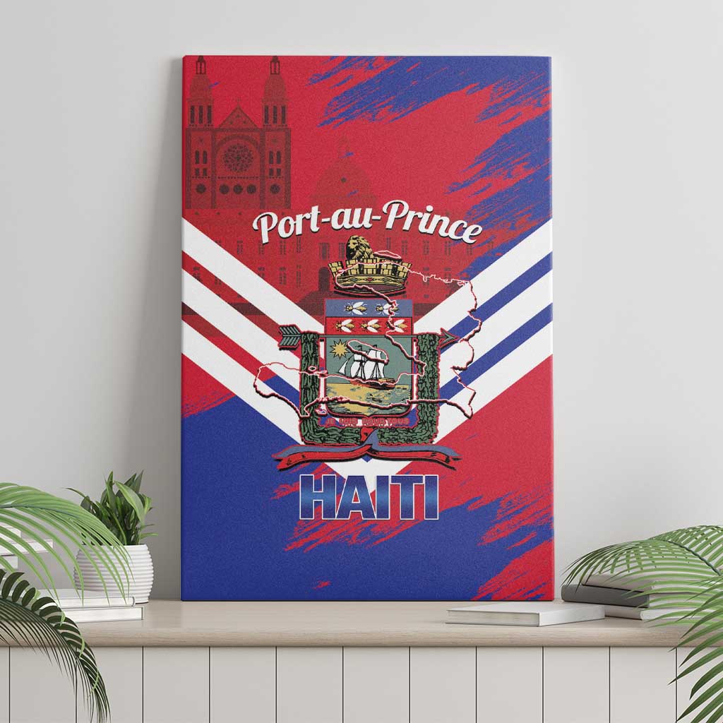 Port-au-Prince Haiti Canvas Wall Art Potoprens Coat of arms Grunge Vibes
