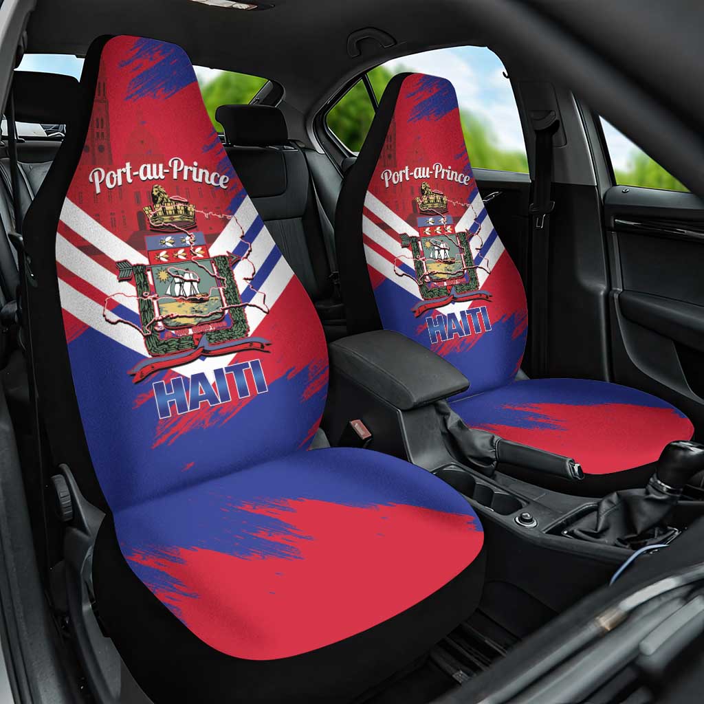 Port-au-Prince Haiti Car Seat Cover Potoprens Coat of arms Grunge Vibes