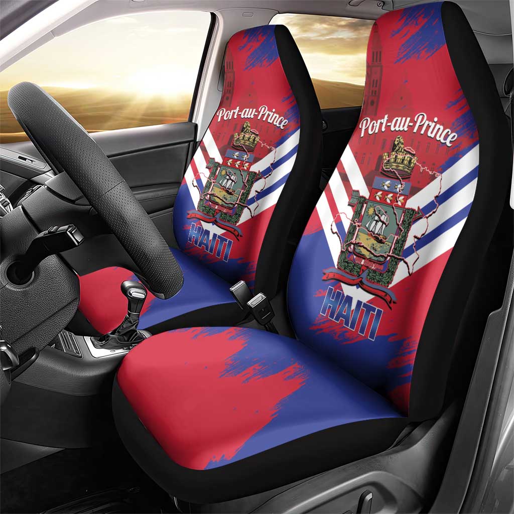 Port-au-Prince Haiti Car Seat Cover Potoprens Coat of arms Grunge Vibes