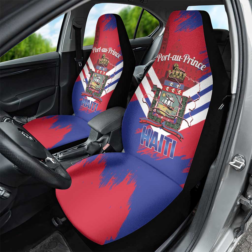 Port-au-Prince Haiti Car Seat Cover Potoprens Coat of arms Grunge Vibes