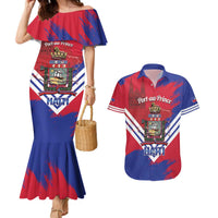 Port-au-Prince Haiti Couples Matching Mermaid Dress and Hawaiian Shirt Potoprens Coat of arms Grunge Vibes