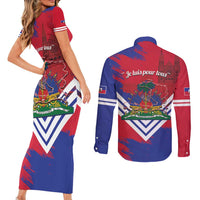 Port-au-Prince Haiti Couples Matching Short Sleeve Bodycon Dress and Long Sleeve Button Shirt Potoprens Coat of arms Grunge Vibes