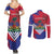Port-au-Prince Haiti Couples Matching Summer Maxi Dress and Long Sleeve Button Shirt Potoprens Coat of arms Grunge Vibes