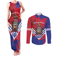 Port-au-Prince Haiti Couples Matching Tank Maxi Dress and Long Sleeve Button Shirt Potoprens Coat of arms Grunge Vibes