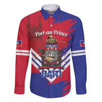 Port-au-Prince Haiti Family Matching Off The Shoulder Long Sleeve Dress and Hawaiian Shirt Potoprens Coat of arms Grunge Vibes