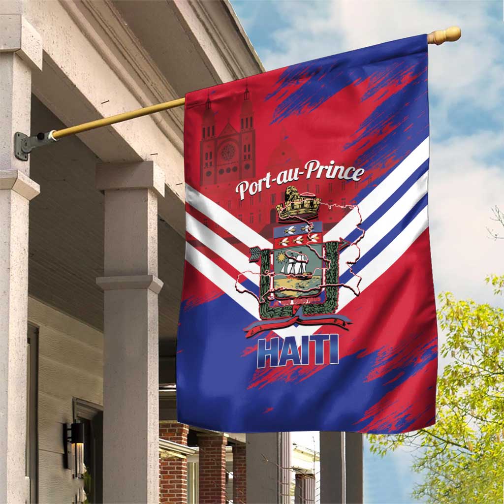 Port-au-Prince Haiti Garden Flag Potoprens Coat of arms Grunge Vibes