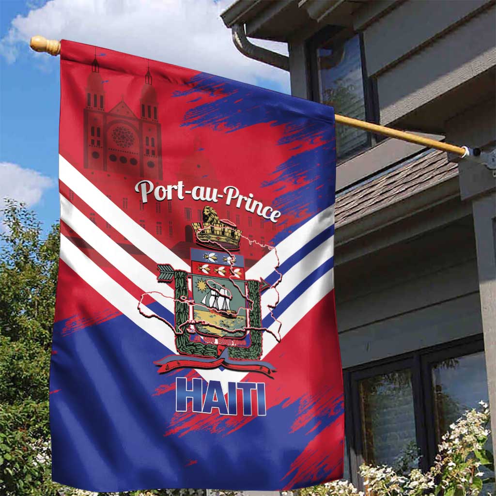 Port-au-Prince Haiti Garden Flag Potoprens Coat of arms Grunge Vibes
