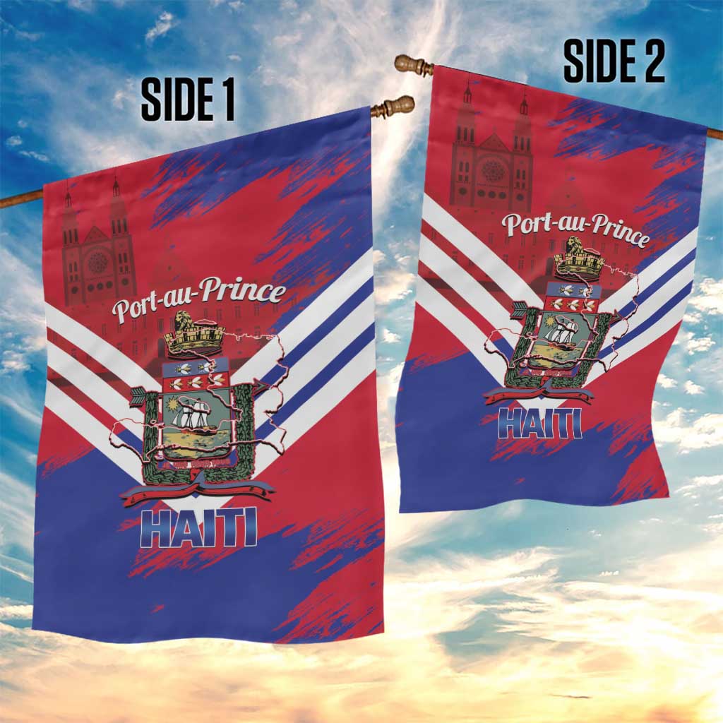 Port-au-Prince Haiti Garden Flag Potoprens Coat of arms Grunge Vibes