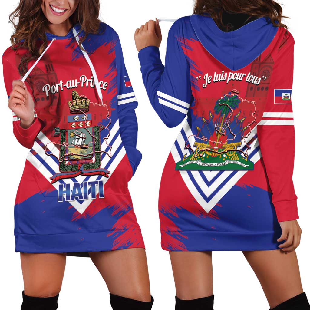 Port-au-Prince Haiti Hoodie Dress Potoprens Coat of arms Grunge Vibes