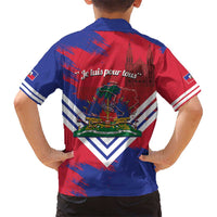 Port-au-Prince Haiti Kid Hawaiian Shirt Potoprens Coat of arms Grunge Vibes