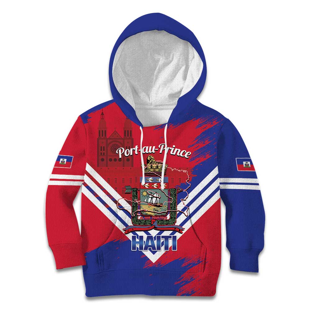 Port-au-Prince Haiti Kid Hoodie Potoprens Coat of arms Grunge Vibes