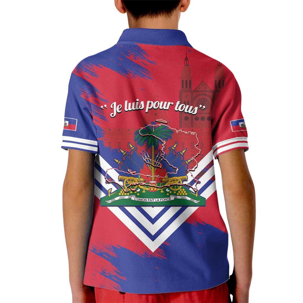Port-au-Prince Haiti Kid Polo Shirt Potoprens Coat of arms Grunge Vibes