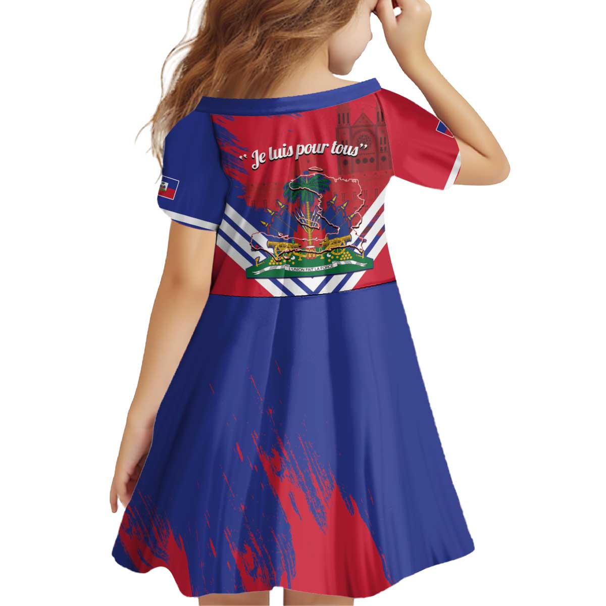 Port-au-Prince Haiti Kid Short Sleeve Dress Potoprens Coat of arms Grunge Vibes
