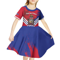Port-au-Prince Haiti Kid Short Sleeve Dress Potoprens Coat of arms Grunge Vibes