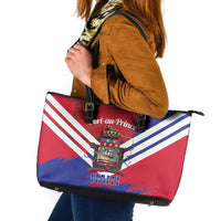 Port-au-Prince Haiti Leather Tote Bag Potoprens Coat of arms Grunge Vibes