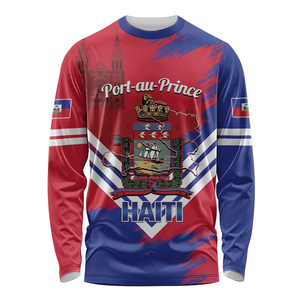Port-au-Prince Haiti Long Sleeve Shirt Potoprens Coat of arms Grunge Vibes