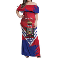 Port-au-Prince Haiti Off Shoulder Maxi Dress Potoprens Coat of arms Grunge Vibes