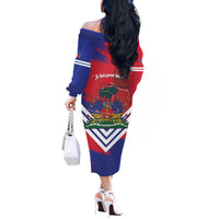 Port-au-Prince Haiti Off The Shoulder Long Sleeve Dress Potoprens Coat of arms Grunge Vibes