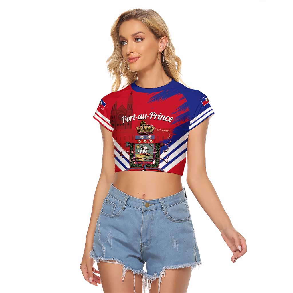 Port-au-Prince Haiti Raglan Cropped T Shirt Potoprens Coat of arms Grunge Vibes