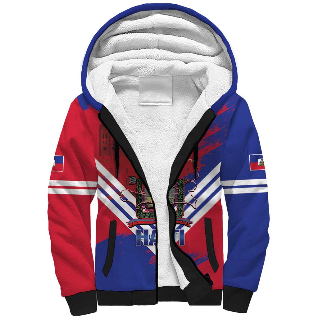 Port-au-Prince Haiti Sherpa Hoodie Potoprens Coat of arms Grunge Vibes